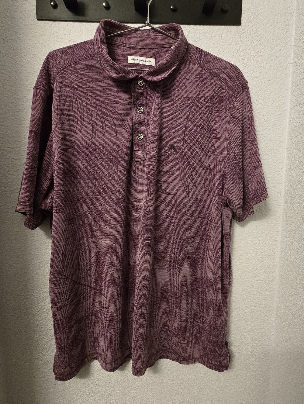 Tommy Bahama Men’s Palm Print Polo Shirt - Purple / Burgundy - XXL / TTG